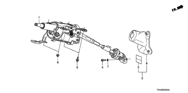 2009 Acura TL Column Assembly, Steering Diagram for 53200-TK4-A12