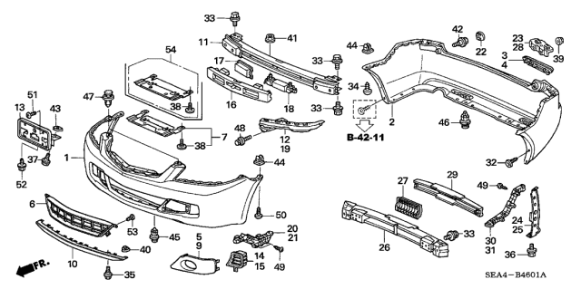 2007 Acura TSX Left Front Bumper Side Spacer Diagram for 71198-SEA-003