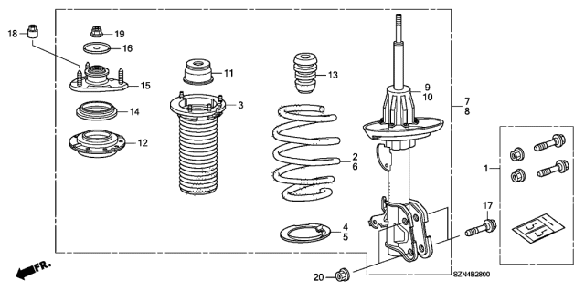 2010 Acura ZDX Front Shock Absorber Mounting Washer Diagram for 51923-SJC-A01
