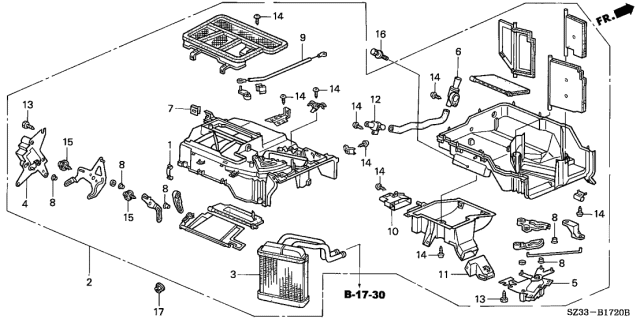 2002 Acura RL Heater-Motor Assembly Diagram for 79160-SZ3-A01