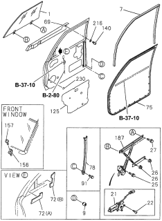 1997 Acura SLX Front Door Glass - Regulator Diagram