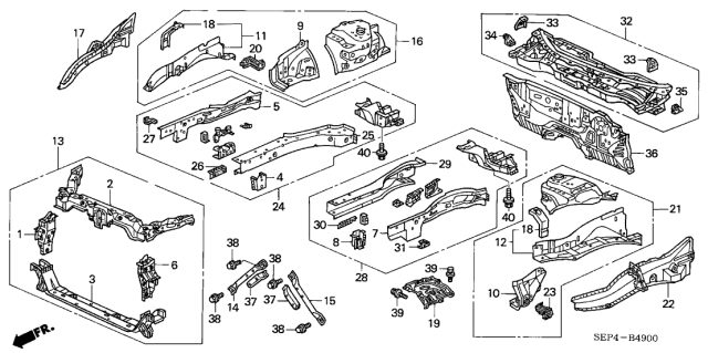 2004 Acura TL Dashboard (Lower) Diagram for 61500-SEP-A70ZZ