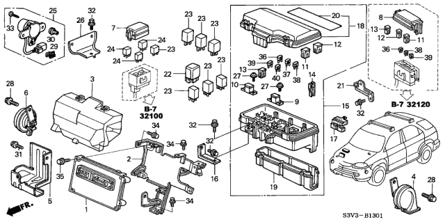 2004 Acura MDX Horn Assembly,Low Diagram for 38100-S3V-305