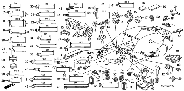 2007 Acura TL Stay L, Engine Harness Diagram for 32745-RAA-A00