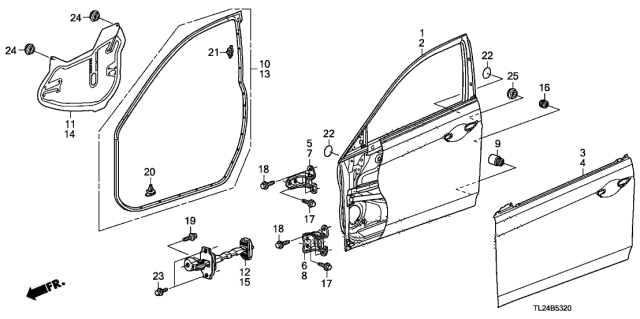 2012 Acura TSX Checker, Right Front Door Diagram for 72340-TL0-003