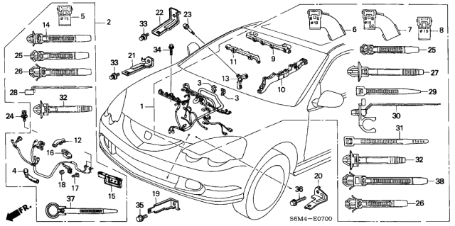 2005 Acura RSX Engine Harness Stay F Diagram for 32746-PND-000