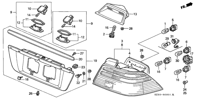1999 Acura RL Socket Diagram for 33304-S04-G01