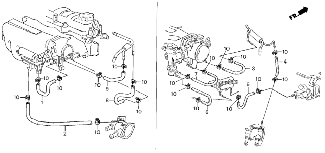 1986 Acura Integra Hose, Water Inlet Diagram for 19523-PG7-660