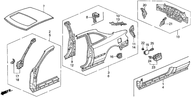 1998 Acura CL Stiffener, Right Rear Combination Diagram for 66117-SY8-A00ZZ