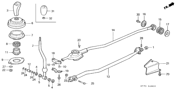 1997 Acura Integra Change Lever Knob (Leather) Diagram for 54102-S30-N21