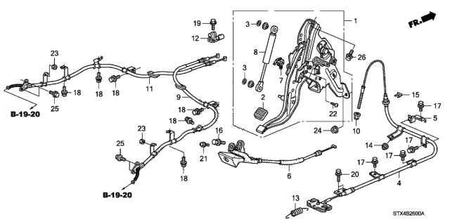 2013 Acura MDX Pedal Set, Foot Parking Brake Diagram for 47101-STX-A02