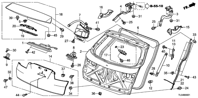 2014 Acura TSX Lock & Closer Assembly Diagram for 74800-TL4-G32
