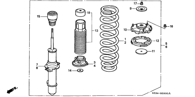 1999 Acura RL Shock Absorber Assembly, Left Front Diagram for 51602-SZ3-A03