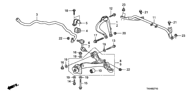 2011 Acura TL Right Front Shock Absorber Fork Diagram for 51271-TA0-A01