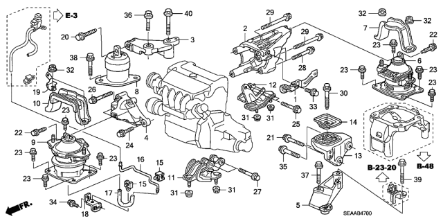 2008 Acura TSX Rear Engine Mounting Bracket Diagram for 50610-SDA-A01