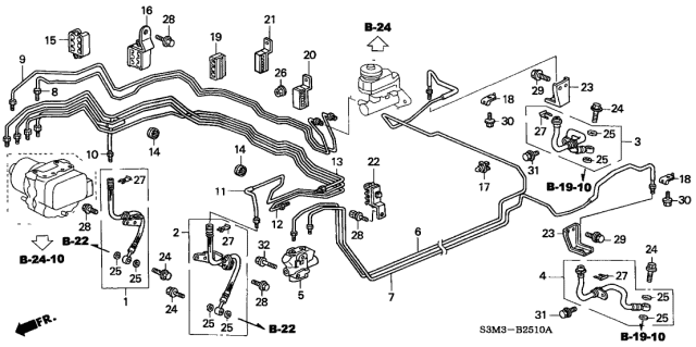 2001 Acura CL Brake Pipe C Diagram for 46330-S84-A00