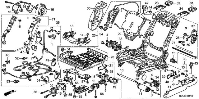 2011 Acura RL Front Seat Components Diagram 1
