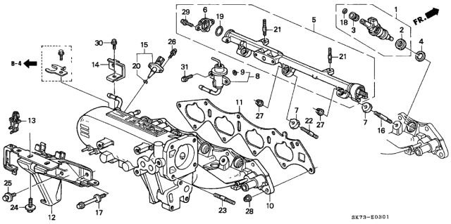 1993 Acura Integra Manifold Set, In. Diagram for 17101-P61-A00