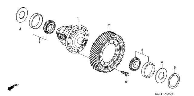 2006 Acura TL Differential Assembly Diagram for 41100-RKE-000