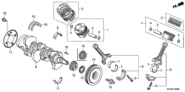 2009 Acura MDX Connecting Rod Diagram for 13210-RYE-A00