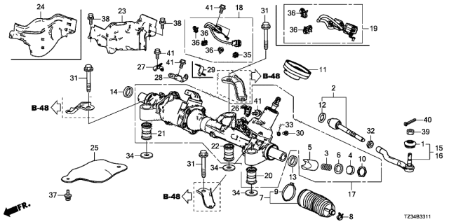 2020 Acura TLX Driver Side Tie Rod End Diagram for 53560-T2A-A01