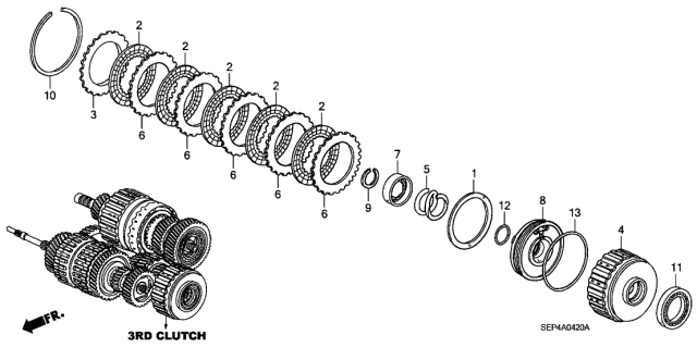 2006 Acura TL Clutch Plate (2.3MM) Diagram for 22653-PGH-003