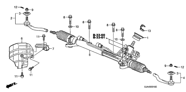 2005 Acura RL Power Steering Rack Sub-Assembly Diagram for 06533-SJA-A00
