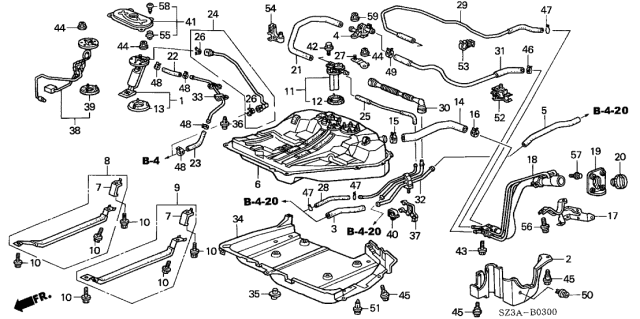 2004 Acura RL Fuel Pump Set Diagram for 17040-SZ3-A50