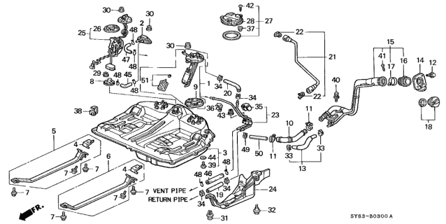 1997 Acura CL Band Assembly, Passenger Side Fuel Tank Mounting Diagram for 17521-SV1-L00