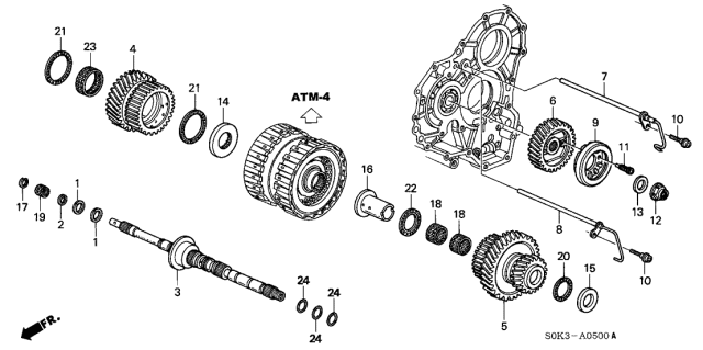 1999 Acura TL Needle Roller Bearing (34X53.5X2.5) Diagram for 91023-P7Z-003