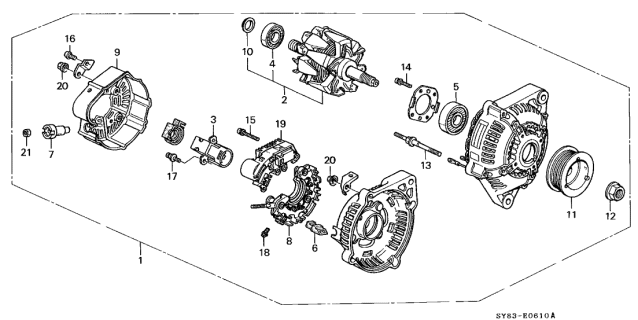 1998 Acura CL Rotor Assembly Diagram for 31101-PAA-A01