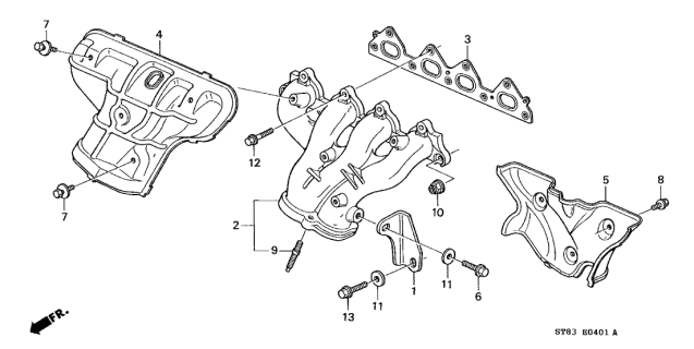 1999 Acura Integra Cover B, Exhaust Manifold Diagram for 18121-P30-000