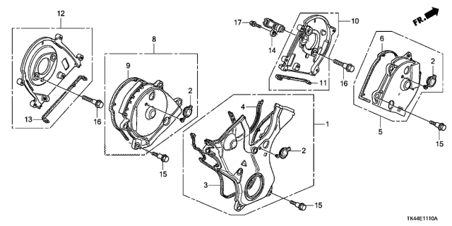 2011 Acura TL Rear Timing Belt Cover Assembly (Upper) Diagram for 11830-RCA-A00