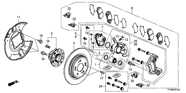 2014 Acura RLX Rear Hub Unit Bearing Assembly Diagram for 42200-TY2-A01