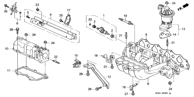 1998 Acura CL Manifold A, In. Diagram for 17100-PAA-A00