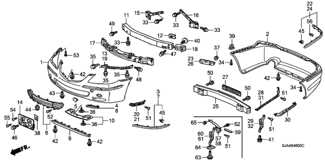 2007 Acura RL Right Front Bumper Protector (Platinum Frost Metallic) Diagram for 71102-SJA-000ZK