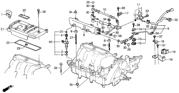 1989 Acura Legend Injector Set, Fuel Diagram for 06164-PJ0-L00