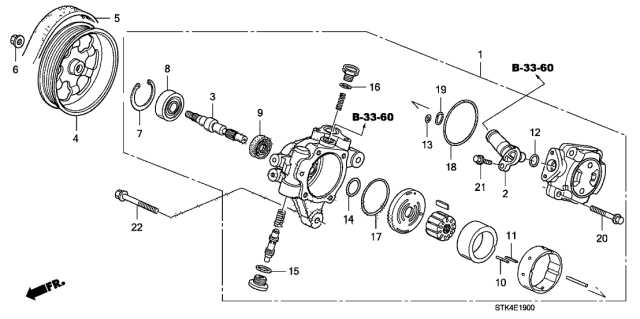 2012 Acura RDX Power Steering Pump Belt Diagram for 56992-RWC-A01