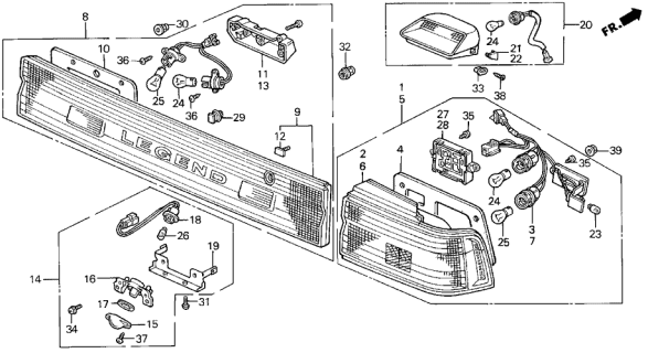 1989 Acura Legend Wire, Driver Side Diagram for 33552-SD4-A01