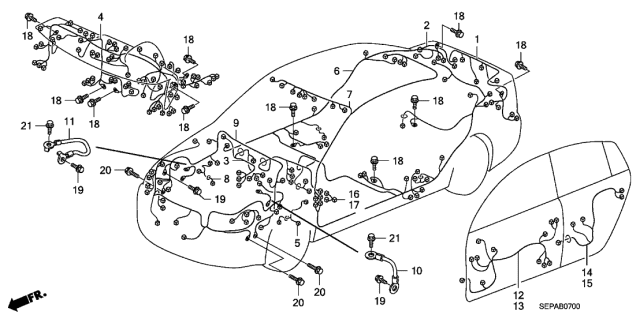 2008 Acura TL Wire Harness, Engine Room Diagram for 32200-SEP-A10