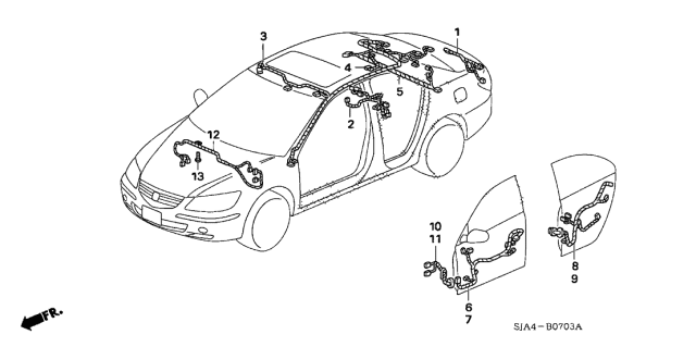 2010 Acura RL Sub-Wire, Rear Tray Diagram for 32157-SJA-A02
