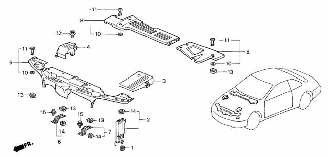 1997 Acura CL Cover, Driver Side Strut Bar Diagram for 74182-SS8-A00