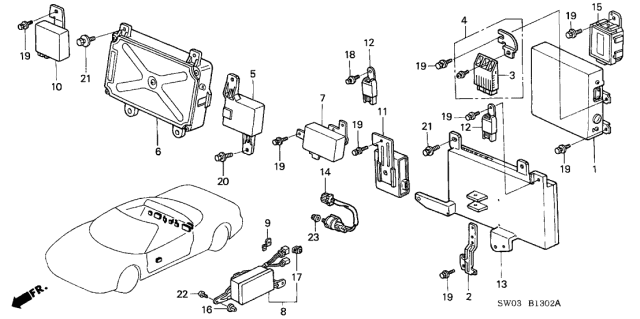 2001 Acura NSX Connector Holder Diagram for 32165-SL0-000
