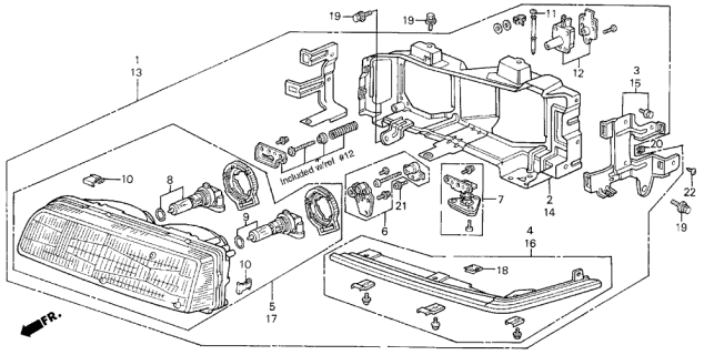 1990 Acura Legend Housing, Driver Side Diagram for 33152-SD4-A02