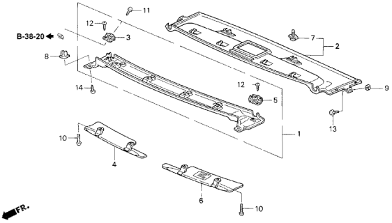 1996 Acura NSX Garnish Assembly, Front Roof Rail (Real Black) Diagram for 83205-SL0-T00ZB