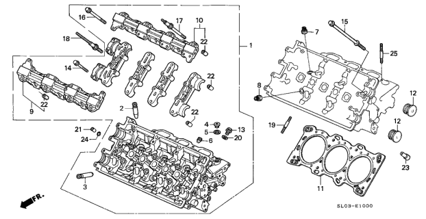1991 Acura NSX Cylinder Head (Front) Diagram