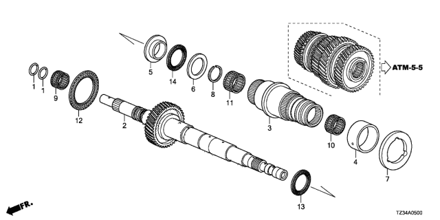 2020 Acura TLX Bearing, Thrust (34X48X2) Diagram for 91032-50P-003