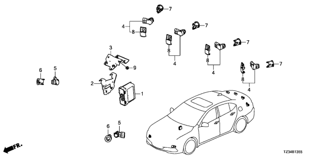 2015 Acura TLX Sensor Assembly, Parking (Graphite Luster Metallic) Diagram for 39680-TV0-E11YG