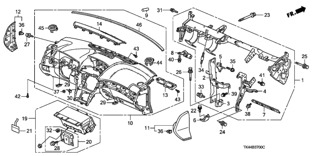 2009 Acura TL Bracket, Joint Center (Lower) Diagram for 61333-TK4-A00