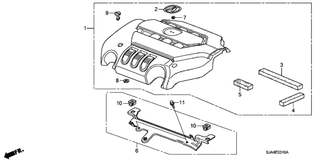 2012 Acura RL Engine Cover Assembly Diagram for 17121-RKG-A00